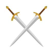 crossed medieval sword vector