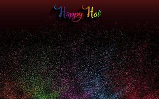gulaal colorido, color en polvo, festival indio para la tarjeta holi feliz con estampado de explosión de colores y cristales sobre fondo de color negro de papel, plantilla de banner de ilustración vectorial vector