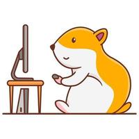 Cute Hamster Playing Video Game vector