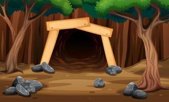 A mine cave from outside view illustration vector