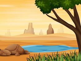 Background scene with water hole on the desert vector