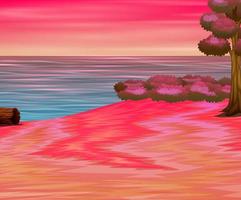 Sea background with the beautiful pink sky vector