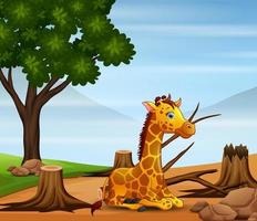 Pollution control scene with giraffe and drought vector
