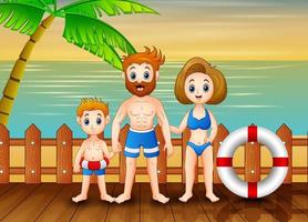 Happy family on summer vacation at the beach vector
