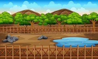 Background scene of park with pond and trees vector