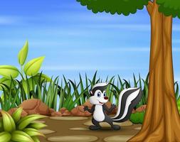 Cartoon a racoon in the field vector