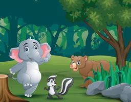 The various animals in the jungle vector