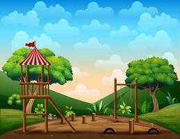 Wooden playground kid at nature background vector