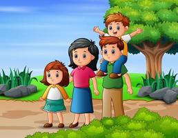 Happy family member vacation in the park vector