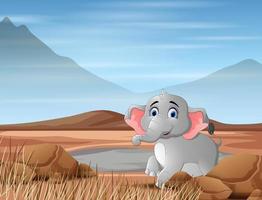 Elephant animal cartoon in the dry land vector