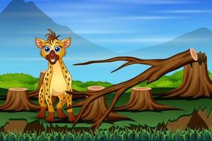 Background scene with deforestation and hyena vector