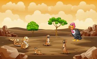Wild animals living in a dry land vector