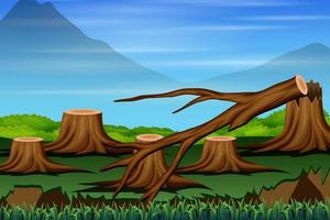 Mountain scene with deforestation view illustration vector