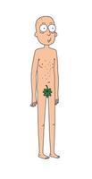 Illustration of naked Adam with a fig leaf. Vector. Flat style. Nude young cartoon man. vector