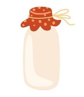 Bottle of milk. Farm healthy milk. Healthy food with with vitamins and calcium. Vector cartoon illustration, isolated element.