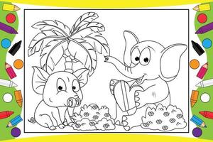 coloring animal cartoon for kids vector