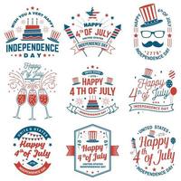 Set of Vintage 4th of july design. Fourth of July felicitation classic postcard. Independence day greeting card. Patriotic banner for website template. Vector illustration.
