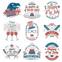 Set of Vintage 4th of july design. Fourth of July felicitation classic postcard. Independence day greeting card. Patriotic banner for website template. Vector illustration.