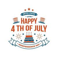 Vintage 4th of july design in retro style. Independence day greeting card. Patriotic banner for website template. Vector illustration.