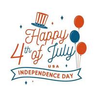diseño vintage del 4 de julio en estilo retro. tarjeta de felicitación del día de la independencia. banner patriótico para plantilla de sitio web. ilustración vectorial vector