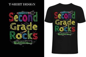 Diseño de camiseta de rock de segundo grado. Diseño de camiseta de primer día en la escuela. vector