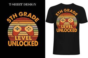 Nivel de quinto grado desbloqueado, regalo de primer grado eps diseño de camiseta de filete digital vector
