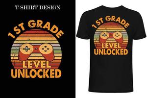 1st Grade Level Unlocked, First Grade Gift  EPS Digital Filet-shirt design vector