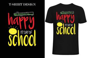 diseño de camiseta de regreso a la escuela. 1er día en diseño de camiseta de escuela vector