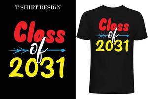 diseño de camisetas de la clase 2035. diseño de camiseta de regreso a la escuela. 1er día en la escuela diseño de camiseta vector