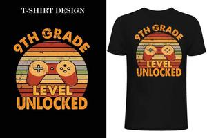 9th Grade Level Unlocked, First Grade Gift  EPS Digital Filet-shirt design vector