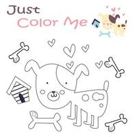 Coloring page with cute dog cartoon vector