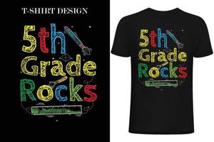 Diseño de camiseta de rock de quinto grado. Diseño de camiseta de primer día en la escuela. vector