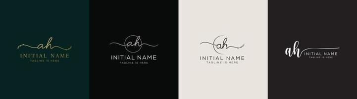 AH H A initial signature logo template. vector