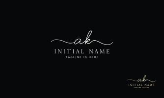 AK K A initial signature logo template. vector