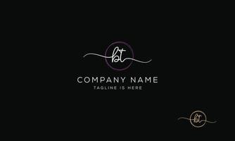 BT T B initial signature logo template. vector