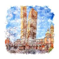 Bologna Italy Watercolor sketch hand drawn illustration vector