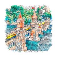 Berlin Germany Watercolor sketch hand drawn illustration vector