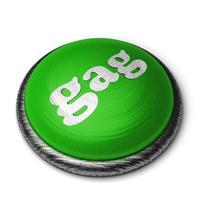 gag word on green button isolated on white photo