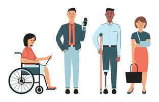 Diverse Business Men and Woman in Physical Disability vector