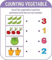 Math game template with counting vegetable vector