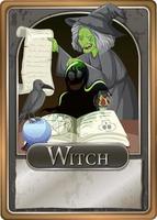 Scary witch character game card template vector