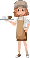 Coffee shop staff cartoon character on white background vector