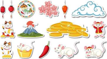 Set of different traditional objects vector