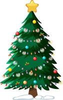 Christmas tree decorated with festive lights vector