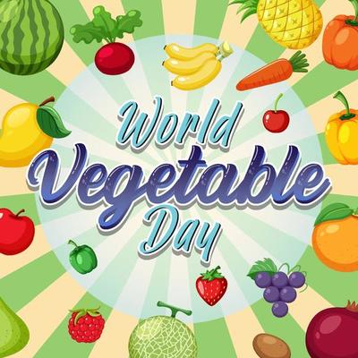 World Vegetable Day poster with vegetables and fruits