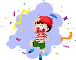 Happy boy with clown nose and funny hat vector