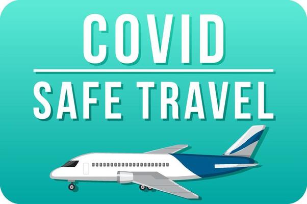 Covid Safe Travel banner with an airplane