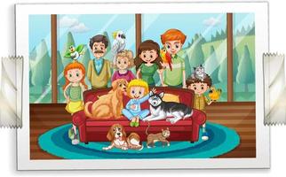 A photo of happy family in cartoon style vector