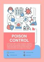 Poison control poster template layout. Toxic element research and containment. Banner, booklet, leaflet print design with linear icons. Vector brochure page layouts for magazines, advertising flyers