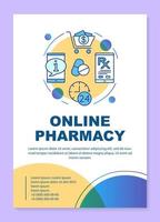Around clock medicine delivery poster template layout. Online pharmacy. Banner, booklet, leaflet print design with linear icons. Vector brochure page layouts for magazines, advertising flyers